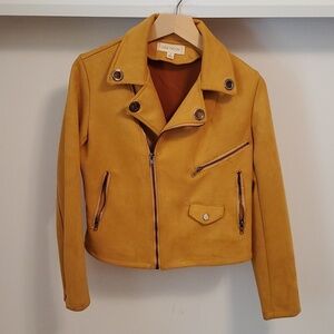 Luna Moon yellow suede moto jacket, women size Small Oversized.